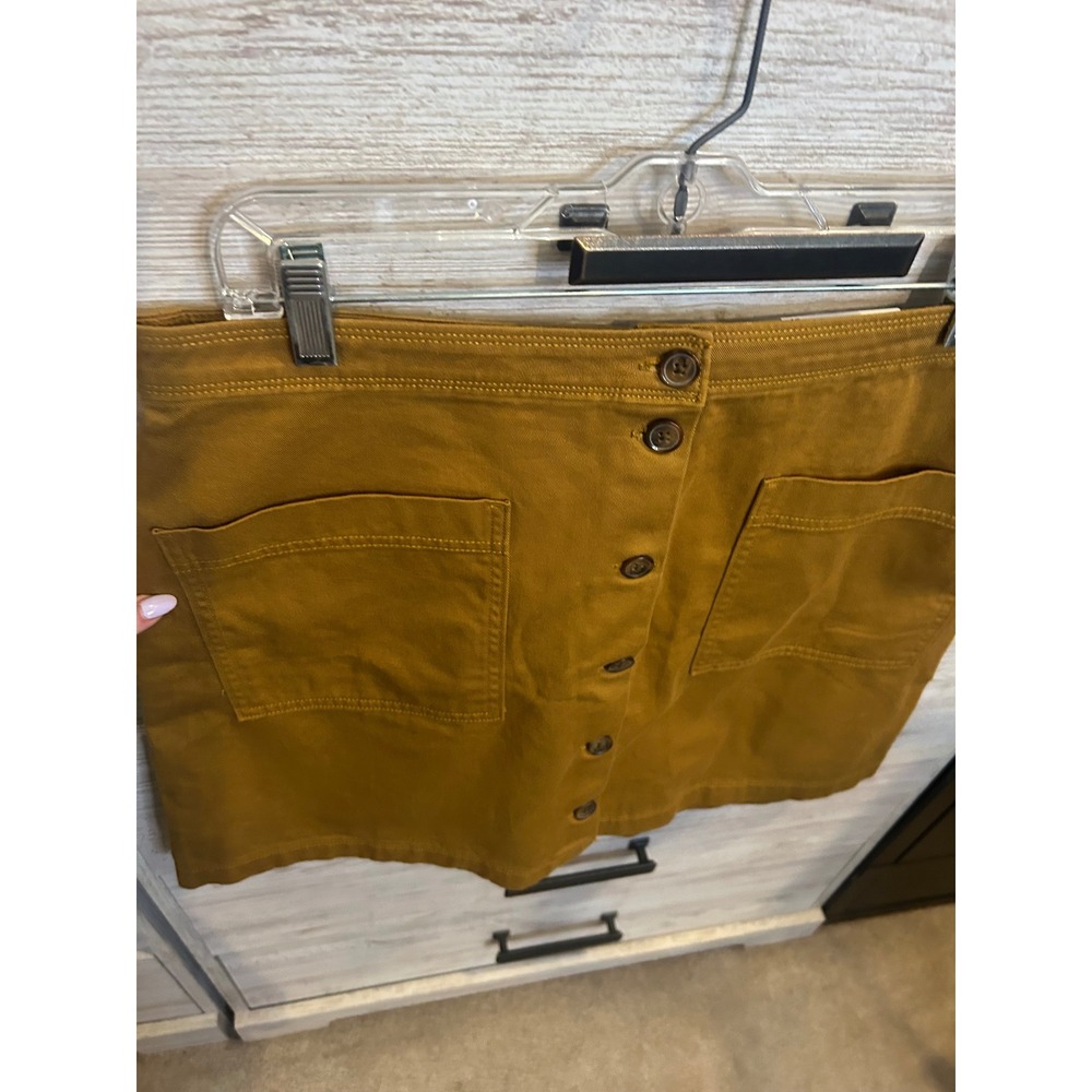Old Navy Womens Mustard Yellow Button Front Twill Mini Skirt Size 12 NWT - Picture 5 of 6